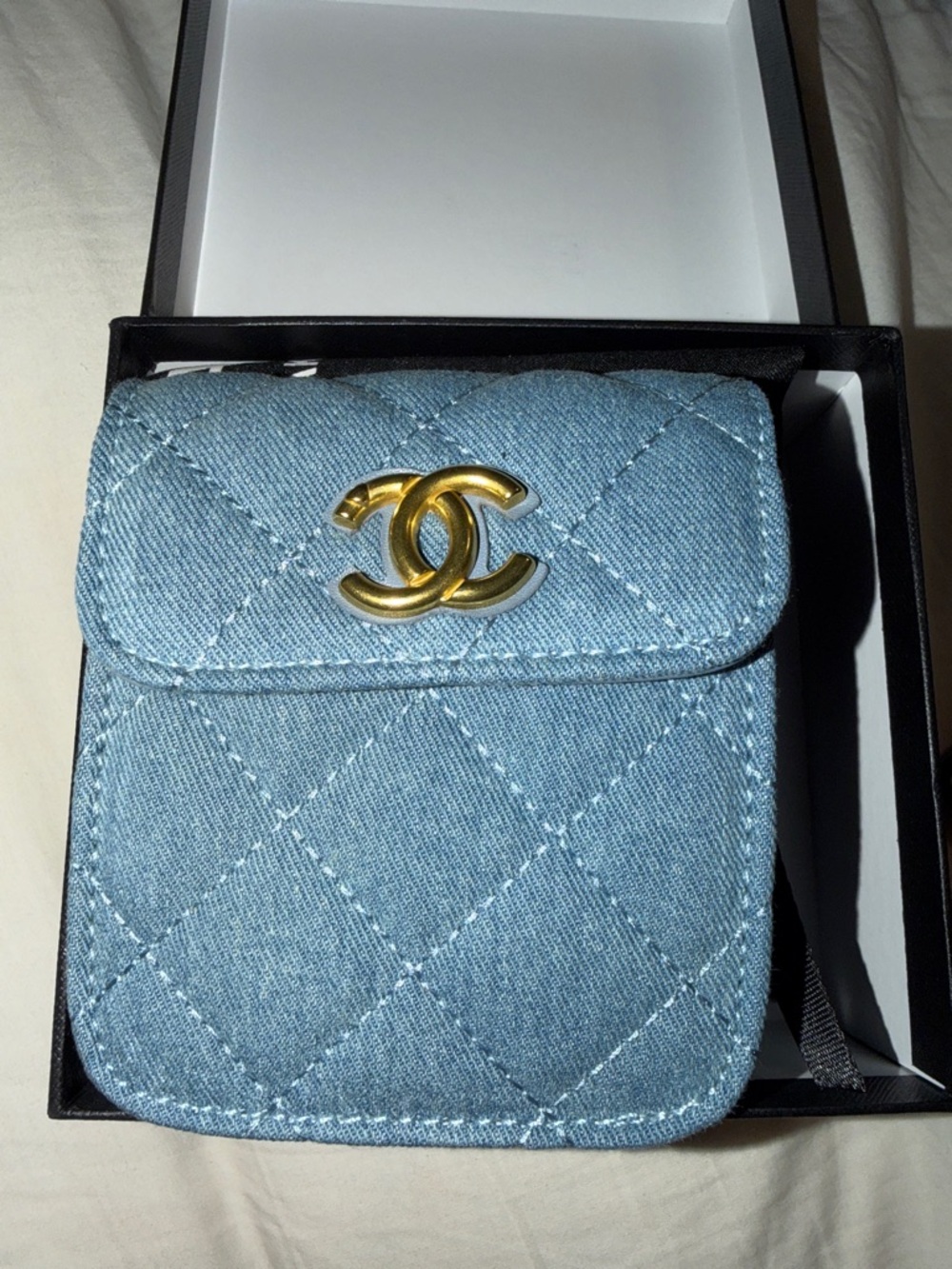 CHANEL Denim Mini VIP Flap Crossbody with Gold-Tone CC